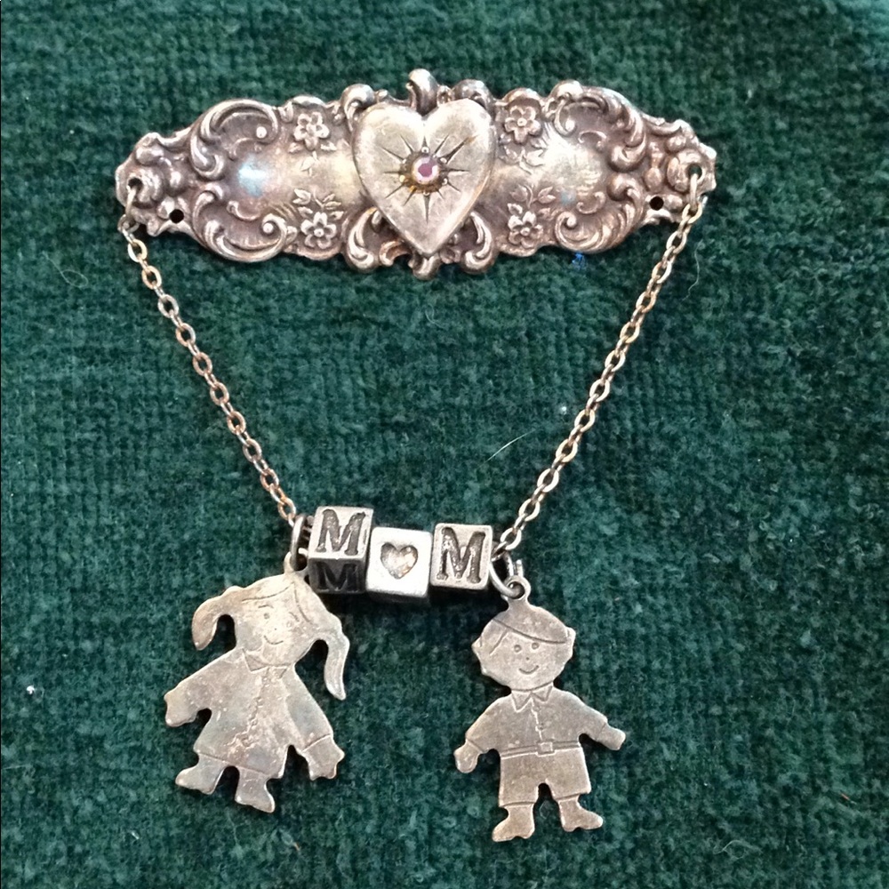 Vintage Sterling Silver MOM Pin